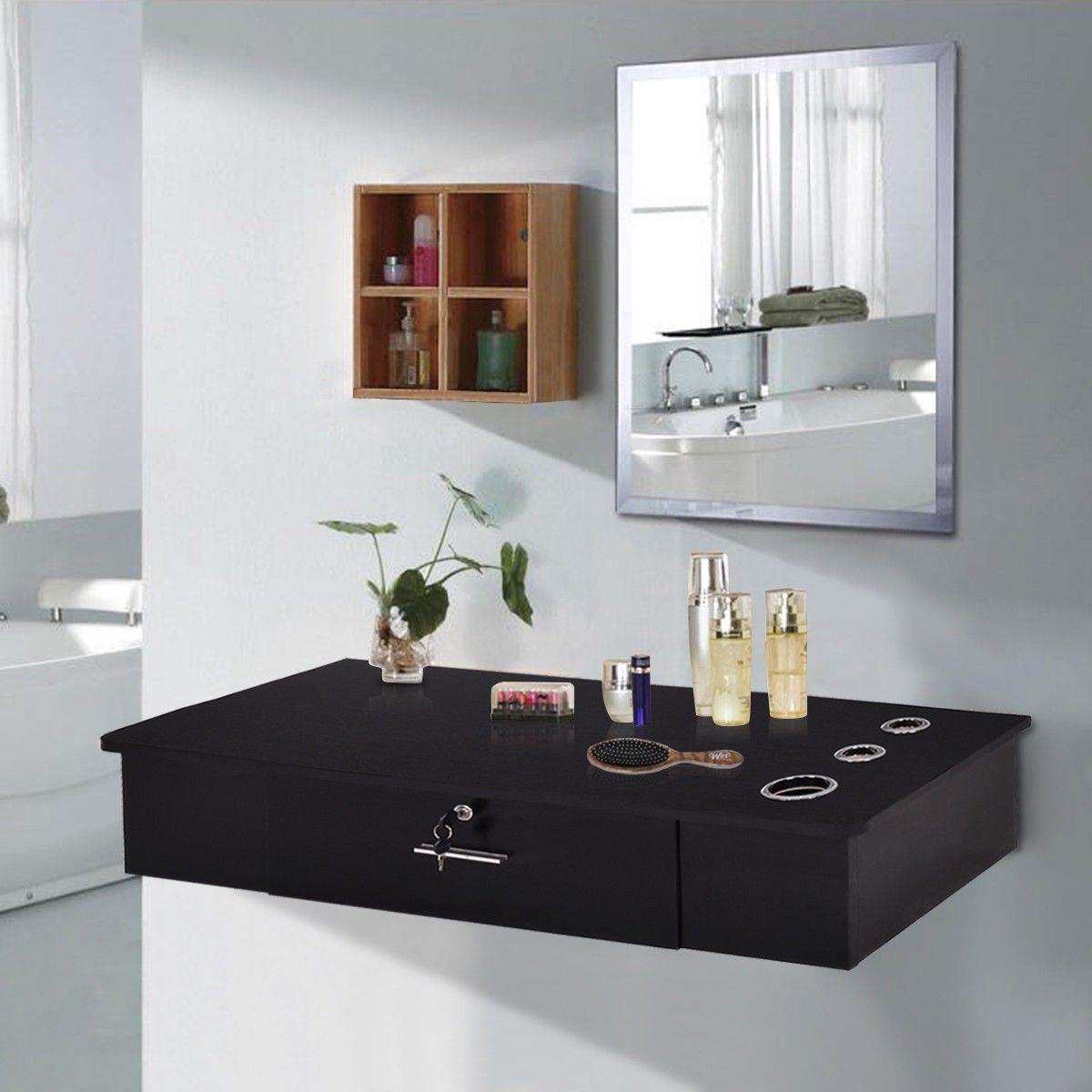 Locking Wall Mount Styling Station Barber Beauty Spa Cabinet Salon 